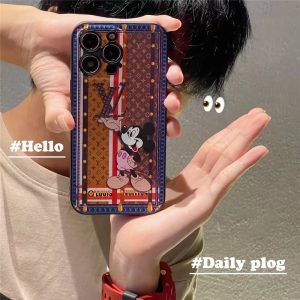 Alternative view of ヴィトンミッキー iphone15/15proケース キャラクター vuitton風 スマホケース iphone14/14promaxケース 大人可愛い ブランド iphone ケース ペア