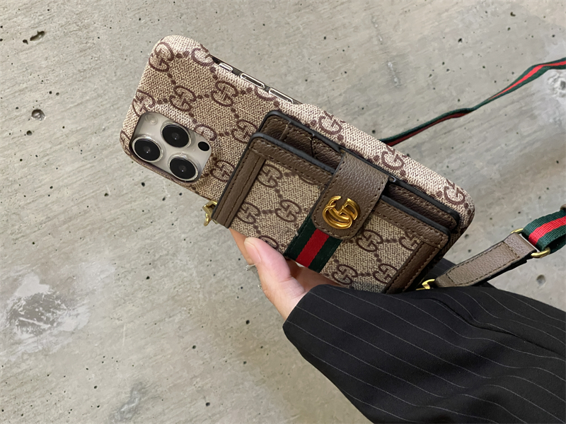 gucci iphone16/16promaxケース 肩掛け iphone15/15pro カバー