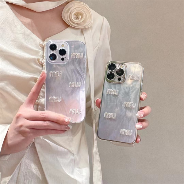 iphone16/15ケース ハイブランド miumiu 風 スマホケース iphone14 ケース クリア おしゃれ iphone ケース フェザー キラキラ