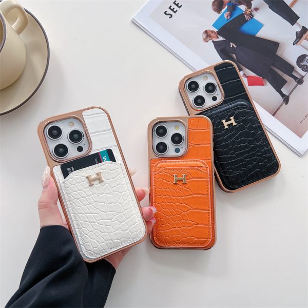 iphone16/16proケース エルメス iphone16promaxケース ハイブランド iphone15/14 ケース カード 収納 iphone ケース 人気 ブランド 女性 40 代 スマホケース レザー ワニ柄