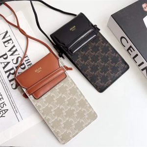 Alternative view of セリーヌ 風 スマホ ショルダー スマホポーチ ハイブランド セリーヌ モバイル ポーチ フラップ 付き モバイル ポーチ スマホ ポシェット ブランド 人気