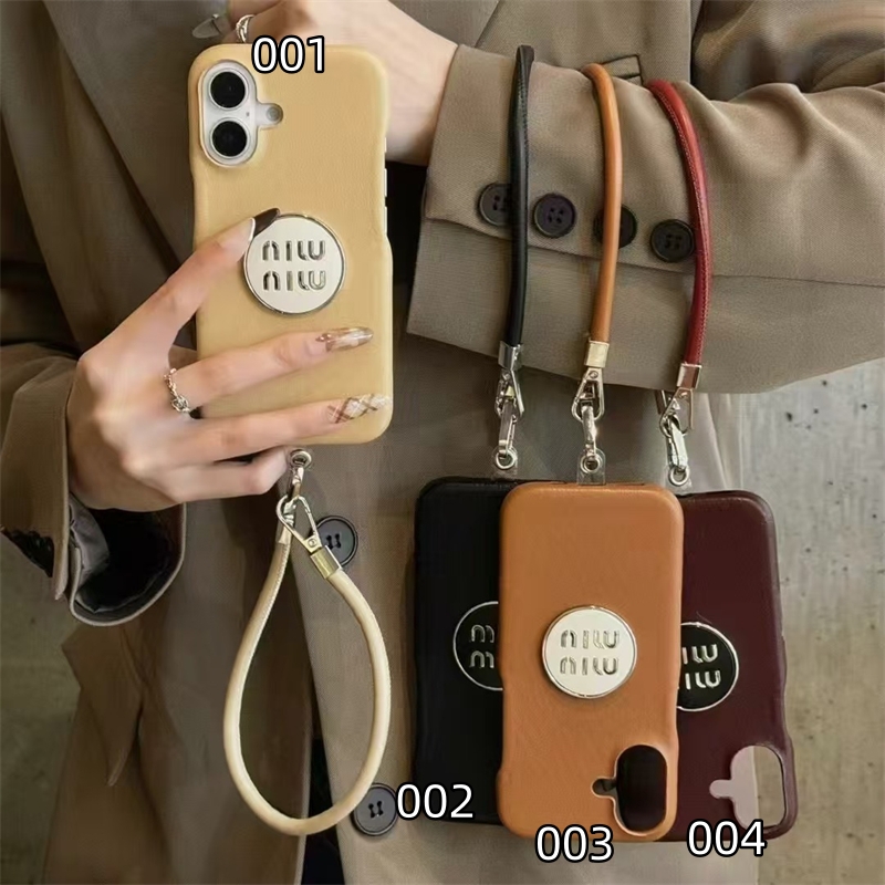 新品⭐️ミュウミュウ iPhone15 スマホケース ストラップ付き MIUMIU 
