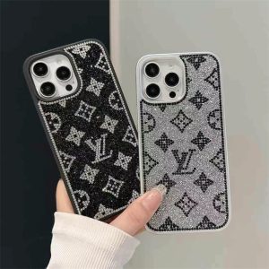 Alternative view of iphone16/16plus ケース ブランド キラキラ ヴィトン 風 iphone16pro ケース iphone15/14 ケース モノグラム スマホケース ラインストーン iphone15pro/14pro ケース おしゃれ ブランド