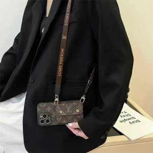 Alternative view of ヴィトン 風 iphone17/17air ケース 肩掛け iphone17pro/16pro ケース ブランド iphone15pro/15 ケース ポケット 付き スマホケース 2way iphone ケース カード 収納 ハイ ブランド