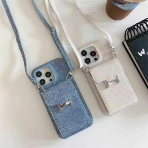 Alternative view of iphone16 ケース エルメス風 デニム iphone16pro/16plus ケース スマホケース 斜 めがけ おしゃれ ブランド iphone15/15pro ケース カード ポケット ブランド 使い やすい iphone14/13/12 ケース