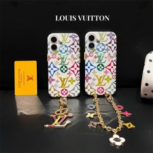 Louis Vuitton 携帯ケース　マルチケース　チャーム　フォンケース ヴィトン 風 iphone16/16pro ケース チェーン ストラップ 付き