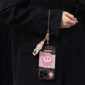 Alternative view of iphone16/17air ケース ラブブ ルイ ヴィトン iphone16pro/17pro ケース 芸能人 iphone15/14 ケース ストラップ 付き スマホケース ブランド レザー iphone14pro/14promax ケース チャーム 付き かわいい アイフォン ケース