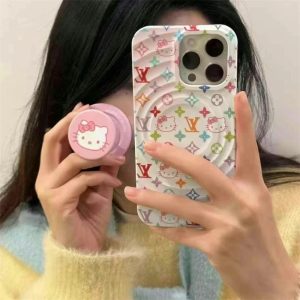 Alternative view of iphone17pro/16pro ケース 大人 可愛い ブランド スマホケース マグセーフ グリップ 付き iphone16/15 ケース ヴィトン 風 iphone15pro/14 ケース モノグラム スマホケース iphone ケース キティ ちゃん