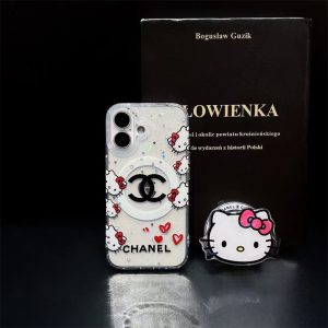シャネル風 iphone17 ケース キラキラ 透明 iphone17pro ケース キティ ちゃん iphone17promax/16 ケース ブランド 可愛い iphone16pro/15/14 ケース マグセーフ ケース グリップ 付き iphone ケース