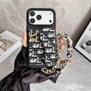 Alternative view of dior iphone17 ケース ストラップ 付き iphone17pro/16pro ケース 韓国 iphone16/16plus ケース 背面 ポケット ブランド スマホケース 刺繍 iphone15/14/13 ケース チェーン 付き iphone ケース 人気 ブランド 女性 40 代