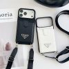 プラダ iphone17 ケース iphone air/17pro ショルダー ケース ブランド iphone16/16pro ケース カード 収納 ハイ ブランド スマホケース ブランド レザー iphone15/14/13 ケース 背面 ポケット