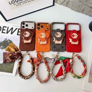 ルイヴィトン ヴィヴィエンヌ iphone17 ケース magsafe iphone17pro/16pro ケース ハイブランド グリップ 付き iphone17promax ケース スマホケース ブランド レザー iphone16/15/14 ケース チェーン ストラップ