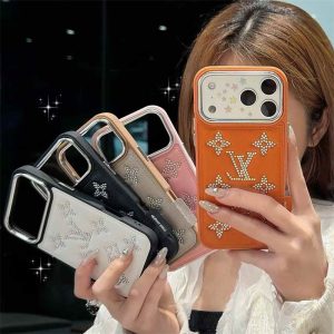 Alternative view of iphone17/17pro ケース キラキラ ブランド iphone16pro/16promax ケース ヴィトン モノグラム スマホケース ライン ストーン アイフォン15/15pro ケース レザー ブランド iphone14/13 ケース 大人 可愛い ブランド スマホケース おしゃれ キラキラ