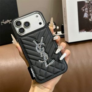 iphone17/17pro ケース サン ローラン iphone17promax/16pro ケース キラキラ ストーン iphone16/15 レザー ケース ブランド iphone15pro/14pro ケース キルティング iphone14/13 ケース 大人可愛い ブランド - 画像 (3)