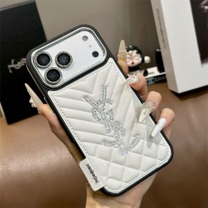 iphone17/17pro ケース サン ローラン iphone17promax/16pro ケース キラキラ ストーン iphone16/15 レザー ケース ブランド iphone15pro/14pro ケース キルティング iphone14/13 ケース 大人可愛い ブランド - 画像 (2)