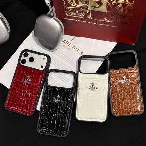 ヴィヴィアン ウエスト ウッド iphone18pro/17pro ケース iphone17/16 ケース クロコ iphone16pro/16promax ケース レザー ブランド iphone15/14/13 ケース カード 収納 ハイ ブランド 大人 かわいい iphone ケース - 画像 (2)