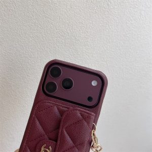 シャネル iphone18pro ケース iphone18promax ケース ショルダー ブランド スマホ ストラップ 付き ケース iphone17/17pro ケース レザー ブランド アイホン ケース カード 入れ バーガンディ/ダークチェリー - 画像 (9)