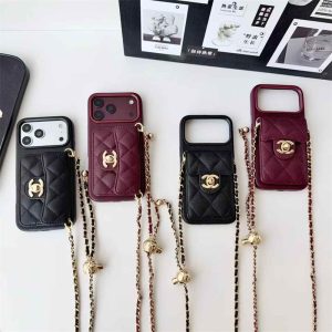 chanel iphone18promax ケース iphone18pro/17pro ケース シャネル パロディ iphone17/16/15 肩掛け ストラップ ブランド iphone15pro/15promax ケース カード収納 ブランド iphone ケース レザー ブランド キャビアスキン