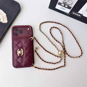 chanel iphone18promax ケース iphone18pro/17pro ケース シャネル パロディ iphone17/16/15 肩掛け ストラップ ブランド iphone15pro/15promax ケース カード収納 ブランド iphone ケース レザー ブランド キャビアスキン - 画像 (3)