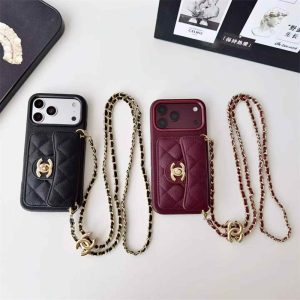 chanel iphone18promax ケース iphone18pro/17pro ケース シャネル パロディ iphone17/16/15 肩掛け ストラップ ブランド iphone15pro/15promax ケース カード収納 ブランド iphone ケース レザー ブランド キャビアスキン - 画像 (6)